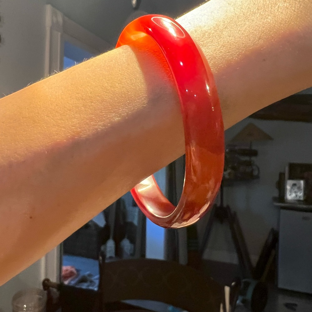 Unique Vintage Amber-red-orange stone or faux jade Bracelet
